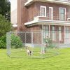 PawHut Outdoor Dog Run 13.4 x 11.5 ft with Lockable Door for Medium Large Dogs Silver