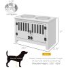 PawHut Dog Food Storage Cabinet with Bowls & Dog Feeding Station, White